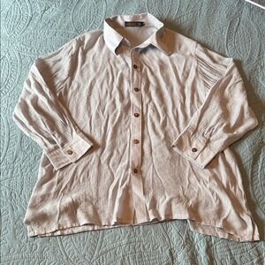 Gaya Silk and Cotton Women's Light Grey Button Down Flowy Oversized Shirt